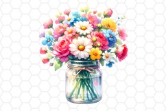 Watercolor Flowers Jar Clipart Sublimation PNG