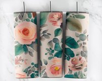Watercolor Aesthetic Flowers Tumbler Wrap PNG Product Image 3