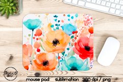 Watercolor flowers mouse pad sublimation design Product Image 1