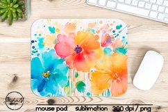 Watercolor flower mouse pad sublimation Product Image 1