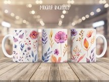 Watercolor Flowers Mug Wrap Sublimation Designs, 3d Mug, Flowers Png