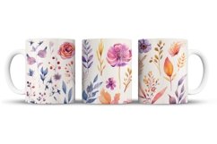 Watercolor Flowers Mug Wrap Sublimation Designs, 3d Mug, Flowers Png