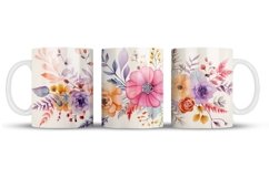Watercolor Flowers Mug Wrap Sublimation Designs, 3d Mug, Flowers Png