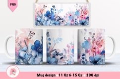 Watercolor Flowers Mug Wrap Sublimation Designs, 3d Mug, Flowers Png