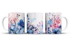 Watercolor Flowers Mug Wrap Sublimation Designs, 3d Mug, Flowers Png