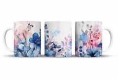 Watercolor Flowers Mug Wrap Sublimation Designs, 3d Mug, Flowers Png