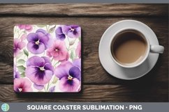GorgeousWatercolor Flowers Square Coaster design.