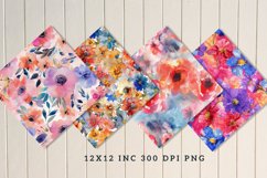 Watercolor Flowers Seamless Digital Paper Bundle Product Image 2
