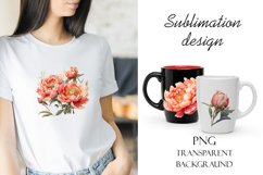 Watercolor Peony flower Clipart Product Image 4