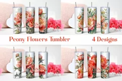 Peony Flowers Tumbler | Sublimation 20 oz Skinny Product Image 1