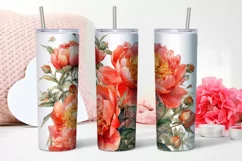 Peony Flowers Tumbler | Sublimation 20 oz Skinny Product Image 2