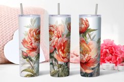 Peony Flowers Tumbler | Sublimation 20 oz Skinny Product Image 3