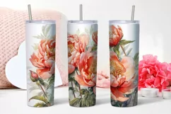 Peony Flowers Tumbler | Sublimation 20 oz Skinny Product Image 3