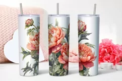 Peony Flowers Tumbler | Sublimation 20 oz Skinny Product Image 4