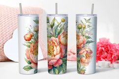 Peony Flowers Tumbler | Sublimation 20 oz Skinny Product Image 5