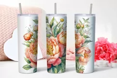 Peony Flowers Tumbler | Sublimation 20 oz Skinny Product Image 5