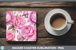 GorgeousWatercolor Flowers Square Coaster design.