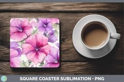 GorgeousWatercolor Flowers Square Coaster design.