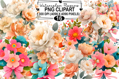 Summer Wildflowers Clipart Watercolor png Product Image 1