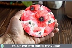GorgeousWatercolor Flowers Round Coaster design.