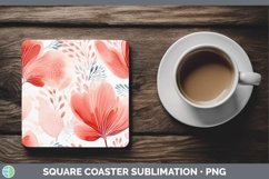 GorgeousWatercolor Flowers Square Coaster design.