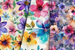 Watercolor Flowers Seamless Digital Paper Bundle Product Image 3