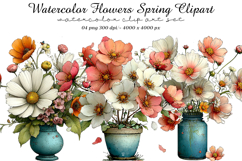 Watercolor Flowers Spring Clipart Product Image 1