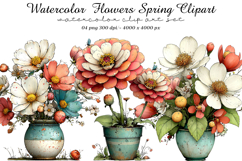 Watercolor Flowers Spring Clipart Product Image 1