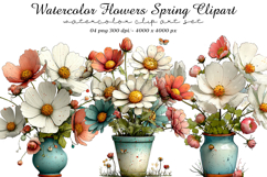 Watercolor Flowers Spring Clipart Product Image 1