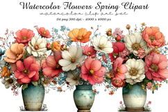 Watercolor Flowers Spring Clipart Product Image 1