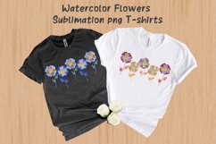 Watercolor Flowers Sublimation T-shirts PNG
