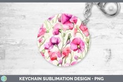 GorgeousWatercolor Flowers Keychain design.