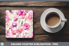 GorgeousWatercolor Flowers Square Coaster design.