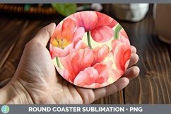 GorgeousWatercolor Flowers Round Coaster design.
