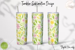 Watercolor Floral Tumbler Sublimation. Summer Tumbler Wrap Product Image 3