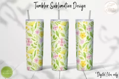 Watercolor Floral Tumbler Sublimation. Summer Tumbler Wrap Product Image 3