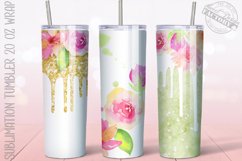 Watercolor Floral 20 oz Skinny Tumbler BUNDLE, spring design Product Image 1