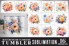 Watercolor Flowers Tumbler Sublimation Bundle Product Image 1