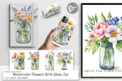 Digital Paper Flowers With Glass Jar Product Image 1