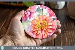 GorgeousWatercolor Flowers Round Coaster design.