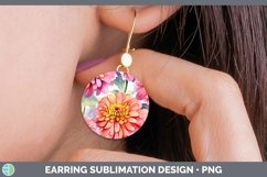 GorgeousWatercolor Flowers Round Earrings design.