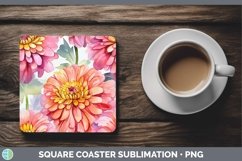 GorgeousWatercolor Flowers Square Coaster design.