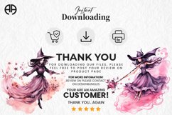 Halloween Watercolor Flying Witch Sublimation Clipart Design