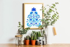 Watercolor Folk Wall Art Set of 2 Prints - Blue Floral Product Image 5