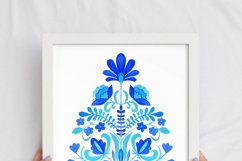 Watercolor Folk Wall Art Set of 2 Prints - Blue Floral Product Image 3