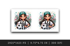 Watercolor football mom mother woman girl holding soccer ball cap print 20 oz tumbler skinny mug wrap clipart t-shirt sublimation printable design
