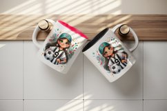 Watercolor football mom mother woman girl holding soccer ball cap print 20 oz tumbler skinny mug wrap clipart t-shirt sublimation printable design