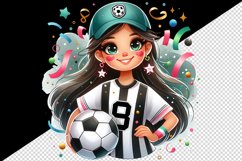 Watercolor football mom mother woman girl holding soccer ball cap print 20 oz tumbler skinny mug wrap clipart t-shirt sublimation printable design