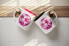 Watercolor football soccer ball sparkle pink shining diamonds 20 oz tumbler skinny mug wrap clipart t-shirt sublimation printable design