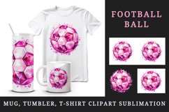 Watercolor football soccer ball sparkle pink shining diamonds 20 oz tumbler skinny mug wrap clipart t-shirt sublimation printable design